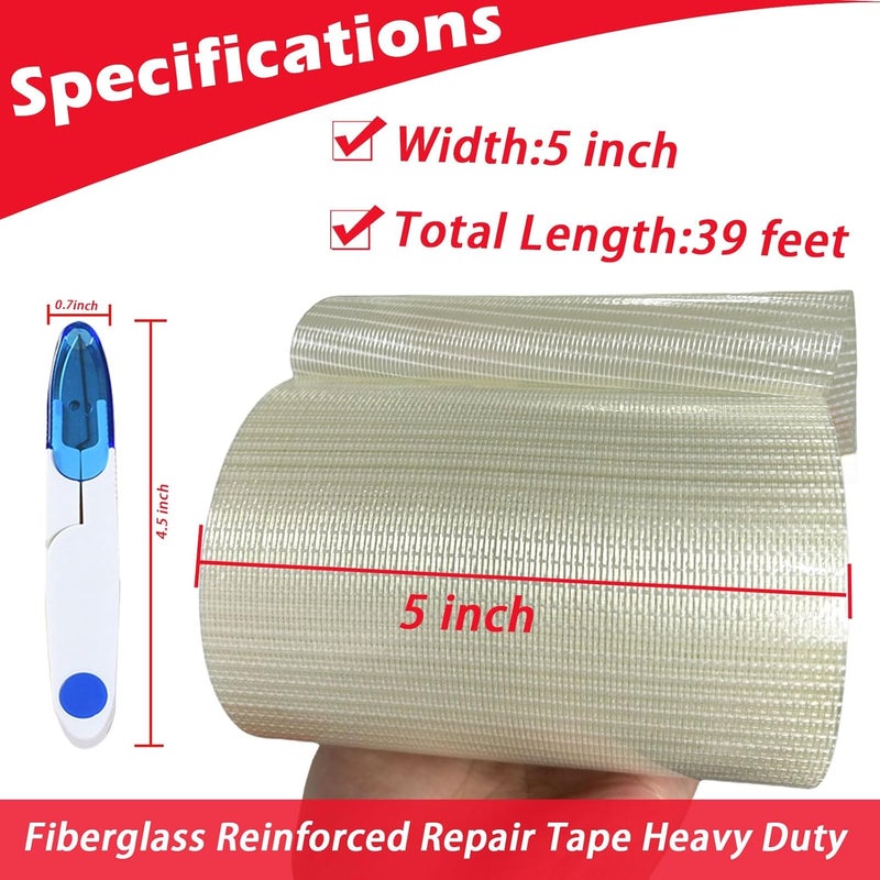 Clroursim Fiberglass Rv Awning Repair Tape Kit - 5 Inch Wide 39ft Heavy Duty Waterproof Tear Repair Patch for Tent, Tarp, Canopy, Boat with Canvas Tape and Sail Repair Tape - Image 2